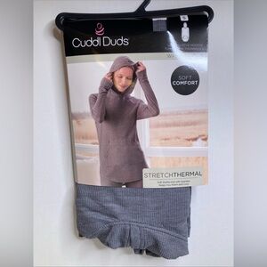 Cuddl Duds Long Sleeve Hoodie Tunic Pullover Thermal Gray Size S Soft Comfort